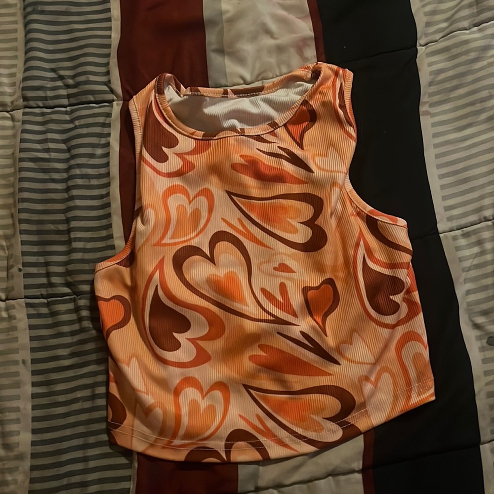 Orange heart crop top
